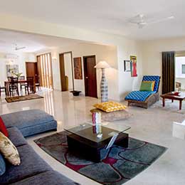 Common Living & Dining Room: A well lit common living and dining room with ample space at Concord Casablanca Serviced Apartment