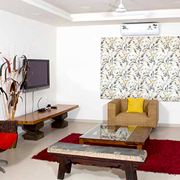 Living Room: Living room furnished with plush sofa at Concord Valley View Serviced Apartment